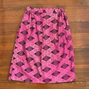 Vintage Pink Diamond African Wax Print Skirt 31" waist